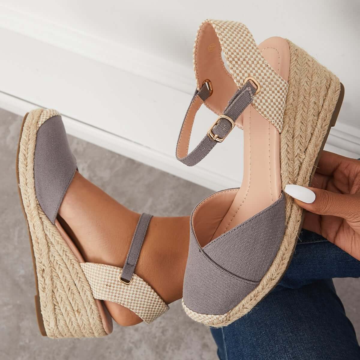 Closed Toe Espadrilles Wedge Ankle Strap Sandals Pairmore