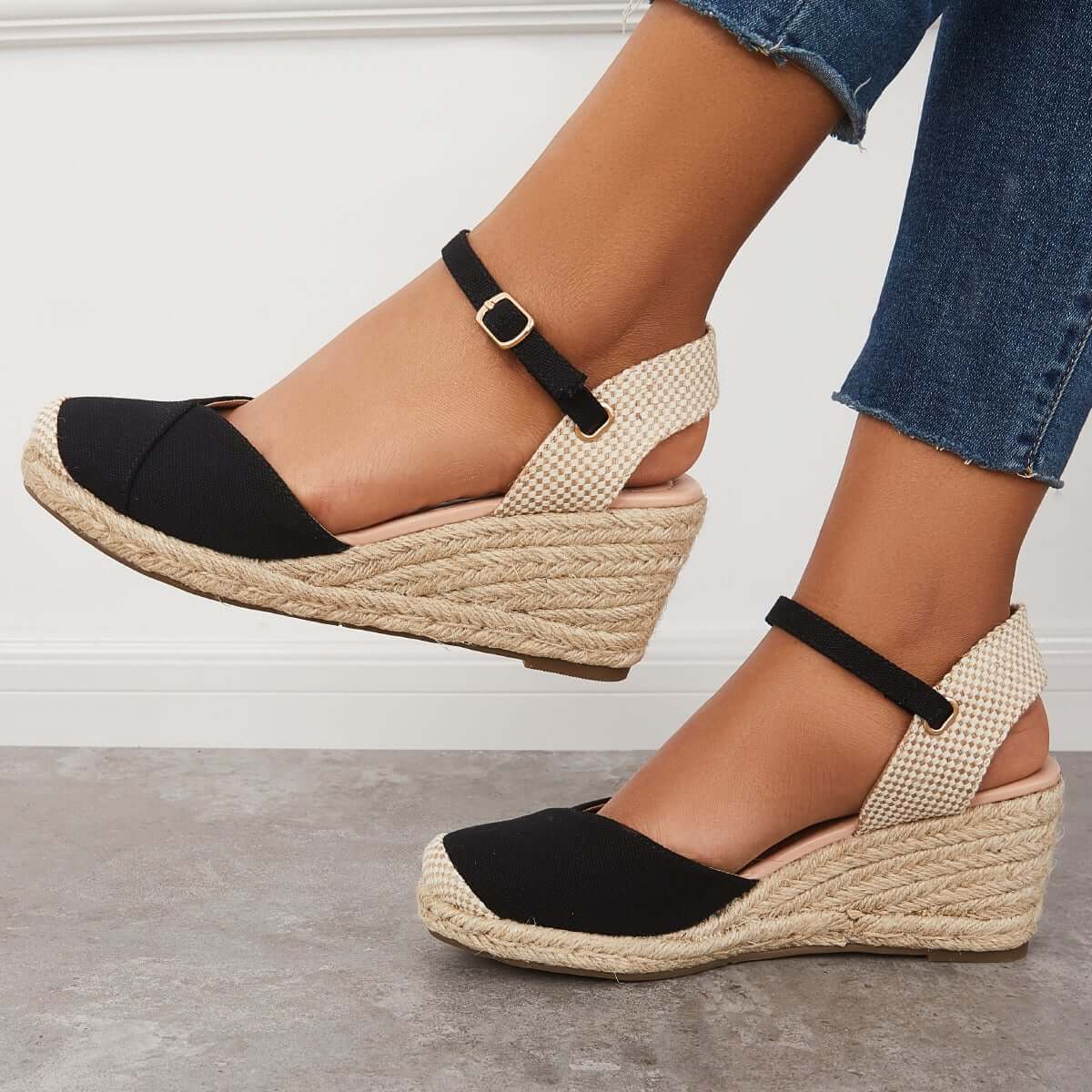 Closed Toe Espadrilles Wedge Ankle Strap Sandals Pairmore