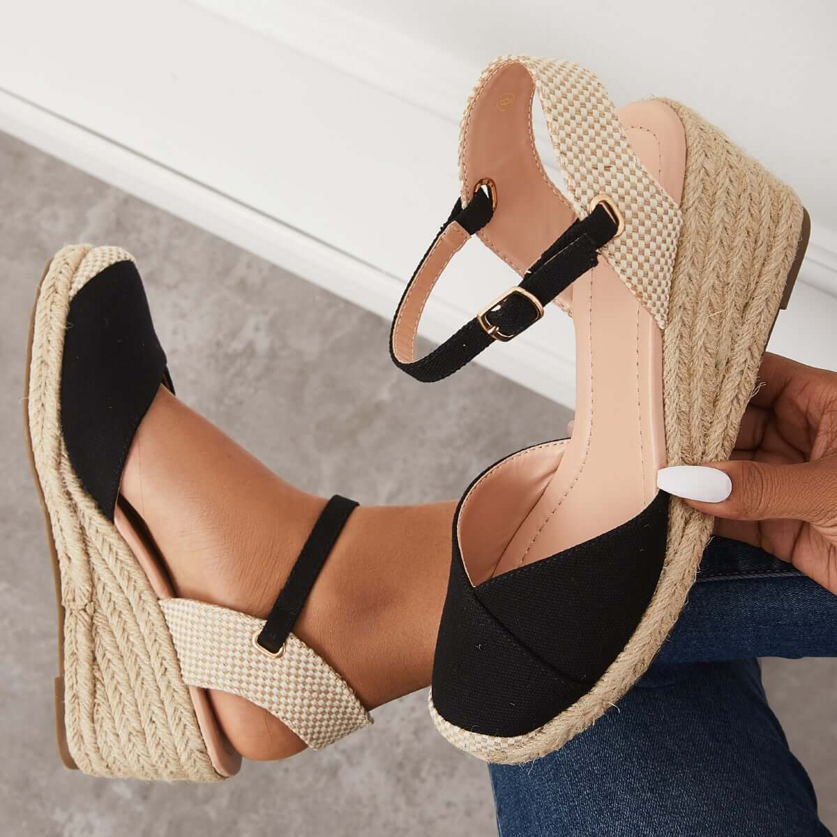 Closed Toe Espadrilles Wedge Ankle Strap Sandals Pairmore