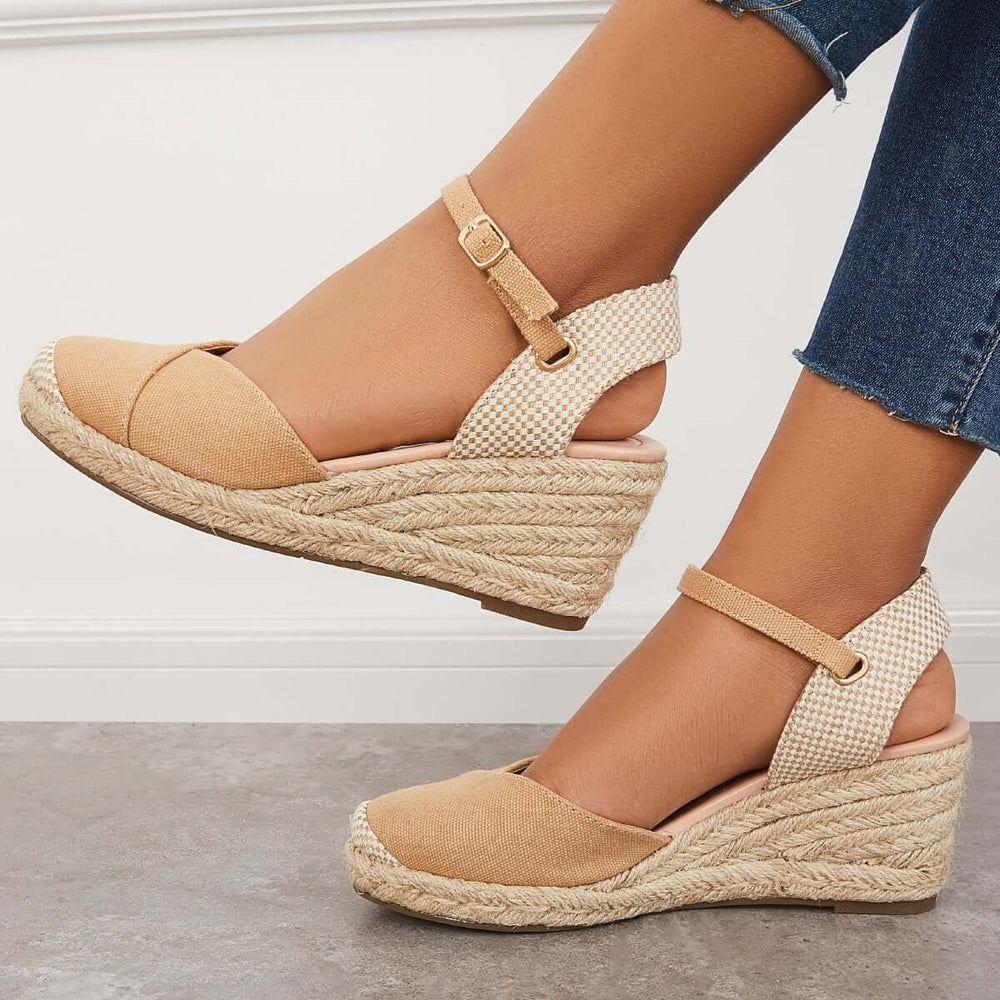 Closed Toe Espadrilles Wedge Ankle Strap Sandals Pairmore