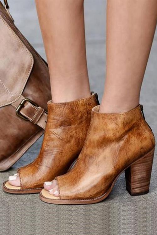 Peep Toe Zipper High Heel Boots Newgew