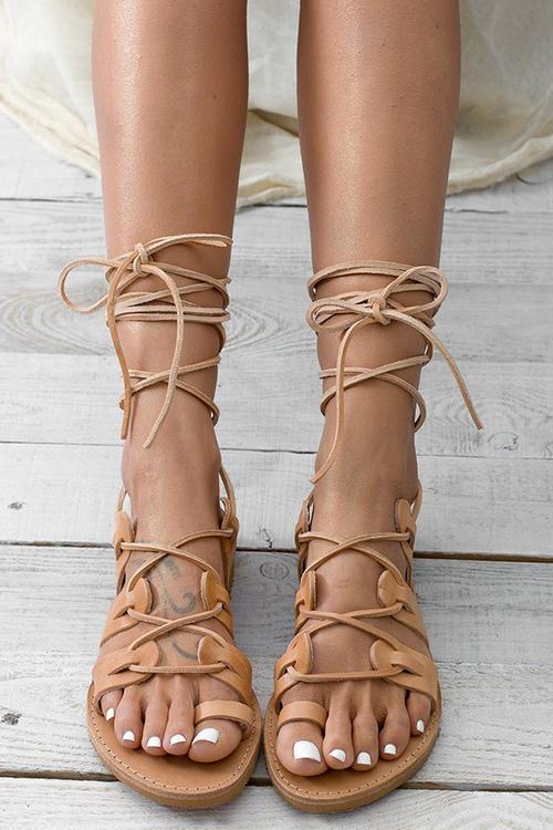 Cross Straps Hollow Gladiator Flat Sandals Newgew