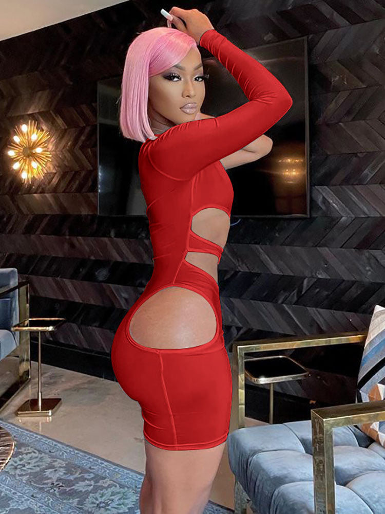 One Shoulder Cut Out Mini Dress Newgew