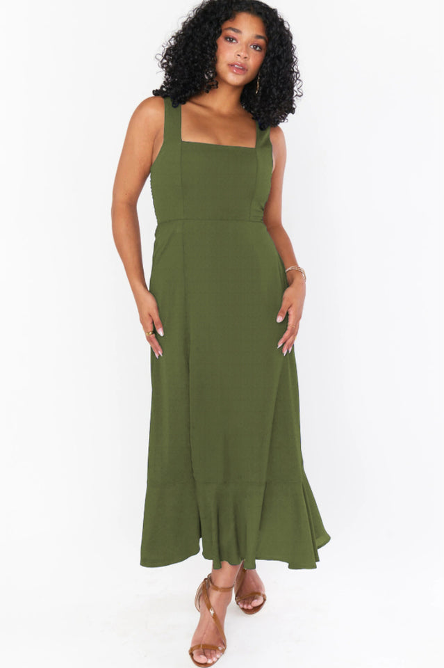 Tie Shoulder Boho Midi Dress Newgew