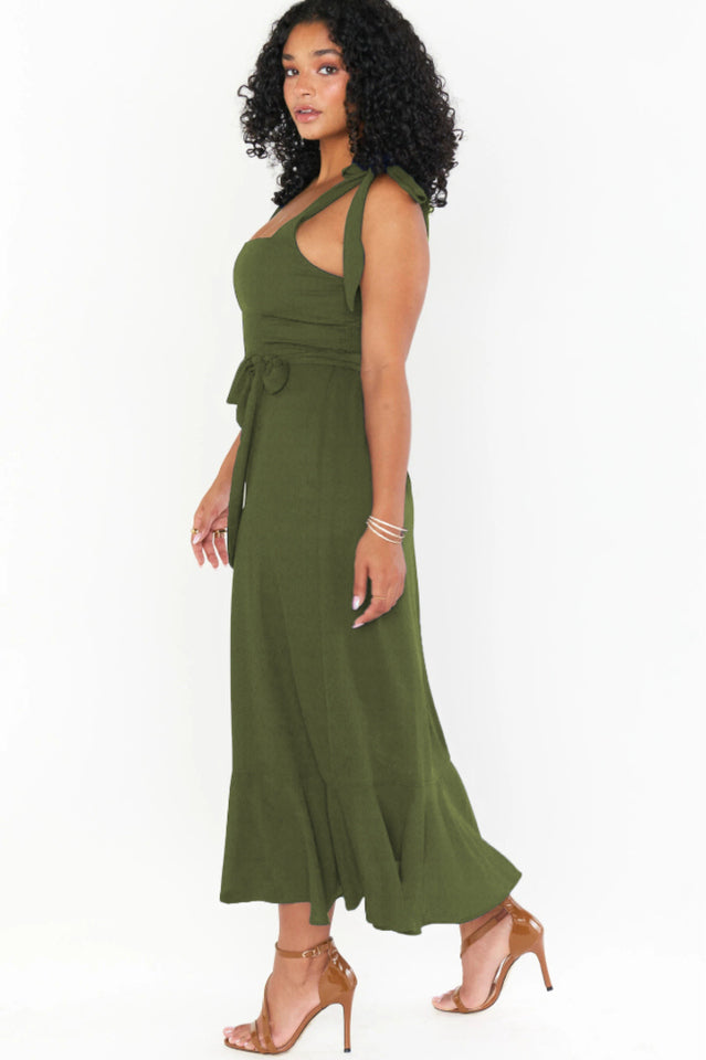 Tie Shoulder Boho Midi Dress Newgew