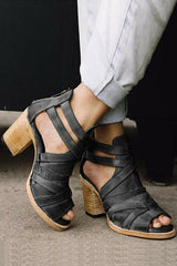 Cutout Zipper High Heel Sandals Newgew