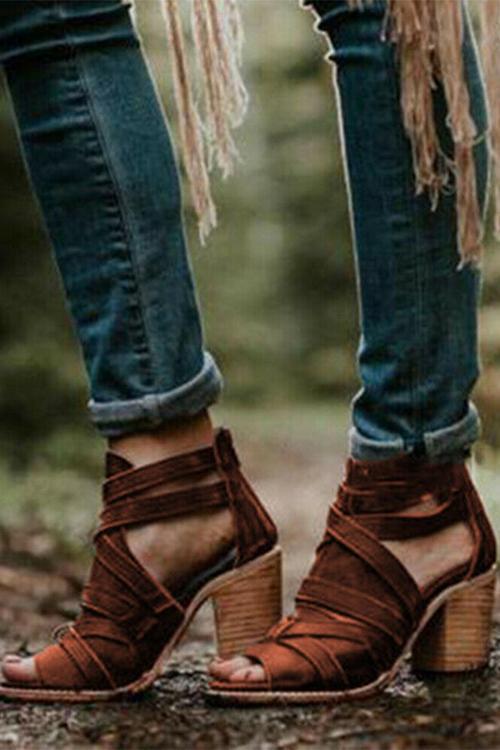 Cutout Zipper High Heel Sandals Newgew