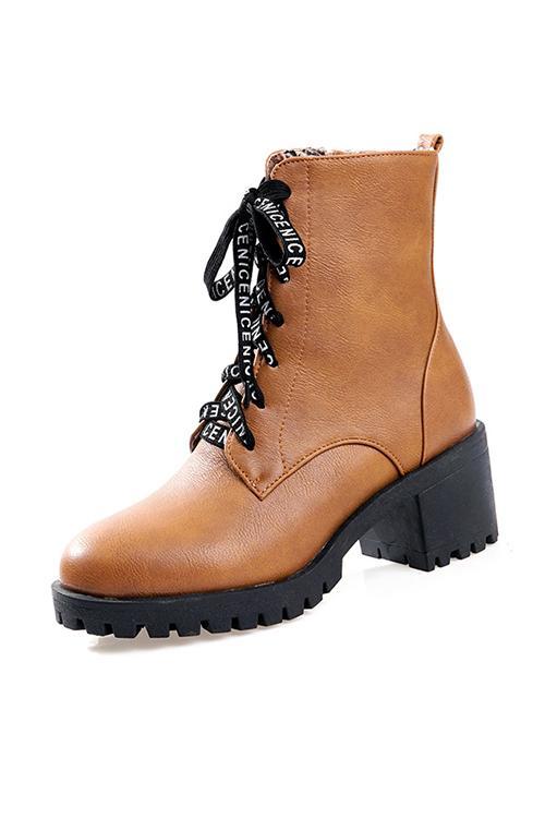 Chunky Heel Lace Up Martin Boots Newgew