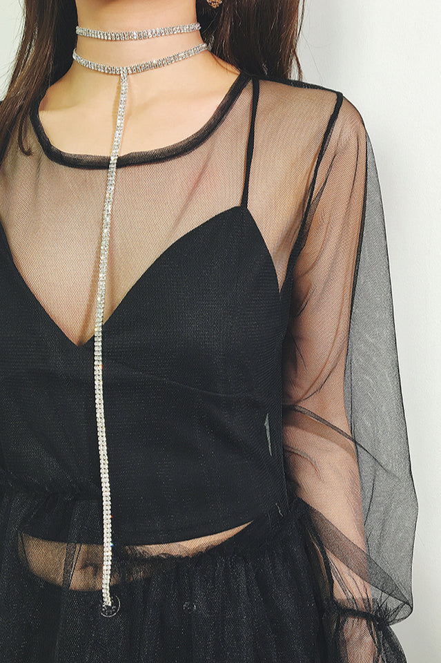 Tassel Crystal Rhinestone Choker Necklace Newgew