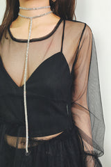 Tassel Crystal Rhinestone Choker Necklace Newgew