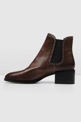 Leather Elastic Studded Ankle Boots Newgew