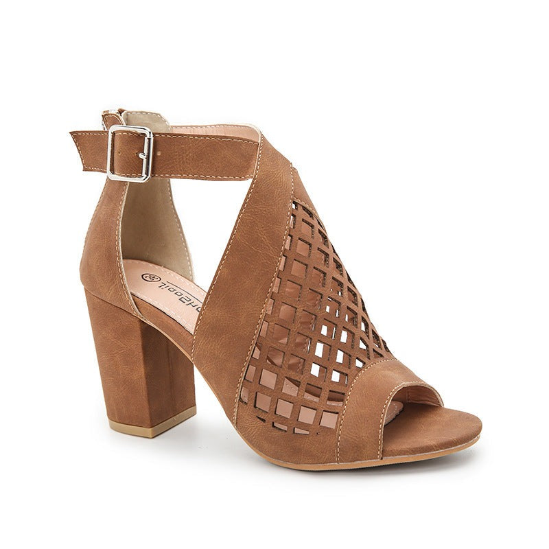 Open Toe Hollow Wedge Sandals Newgew
