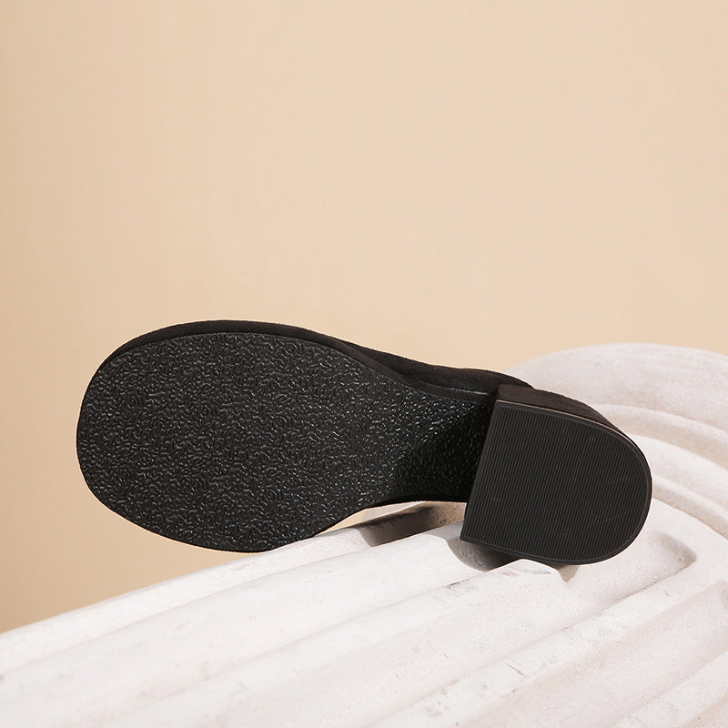 Suede Chunky Mules Heeled Pumps Newgew