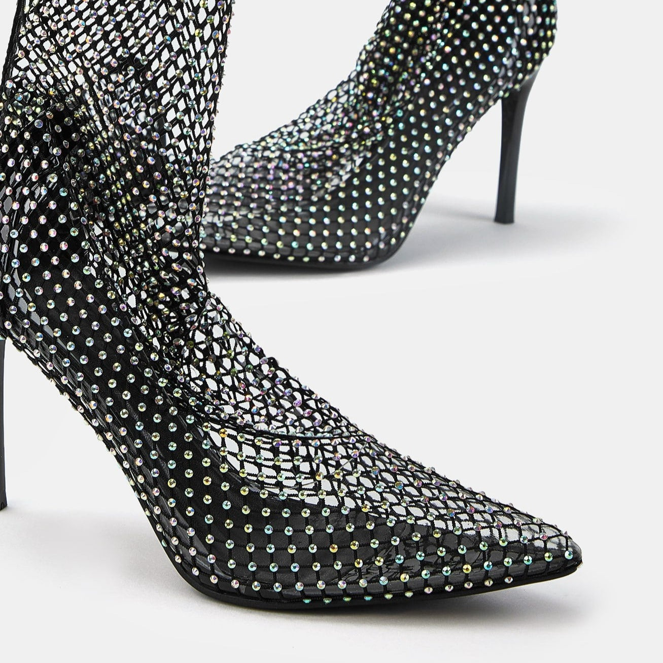 Pointed Toe Rhinestone Heel Boots Newgew
