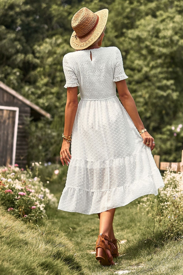 Swiss Dot Ruffle Hem Dress Newgew