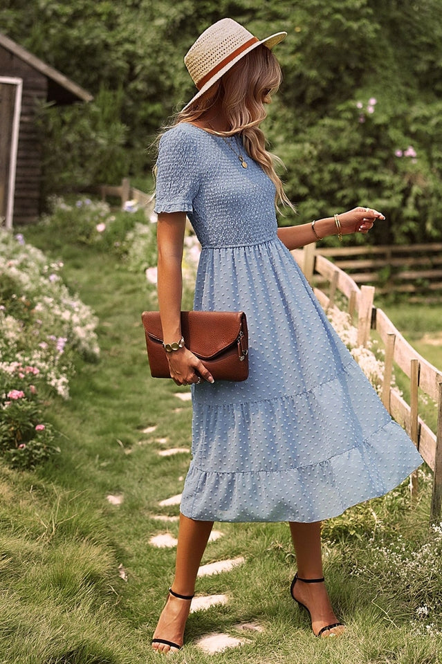 Swiss Dot Ruffle Hem Dress Newgew