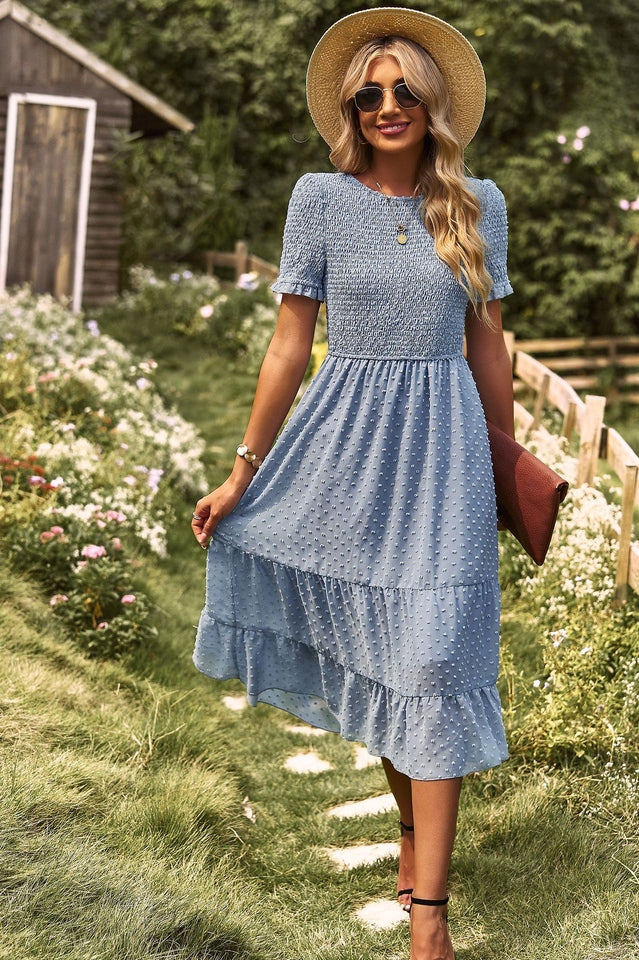 Swiss Dot Ruffle Hem Dress Newgew