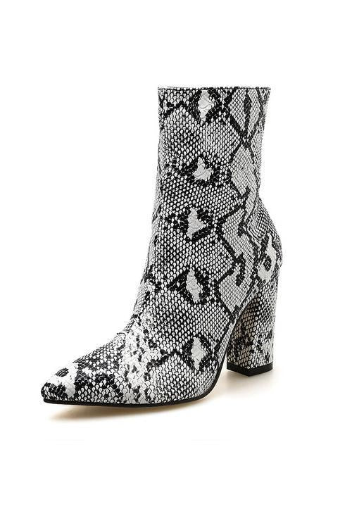 Snake Print High Heel Boots Newgew