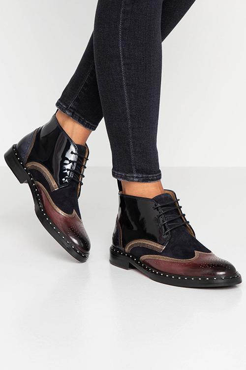 Color Block Lace Up Flat Pumps Newgew