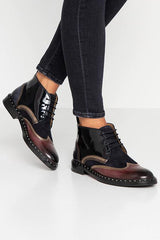 Color Block Lace Up Flat Pumps Newgew