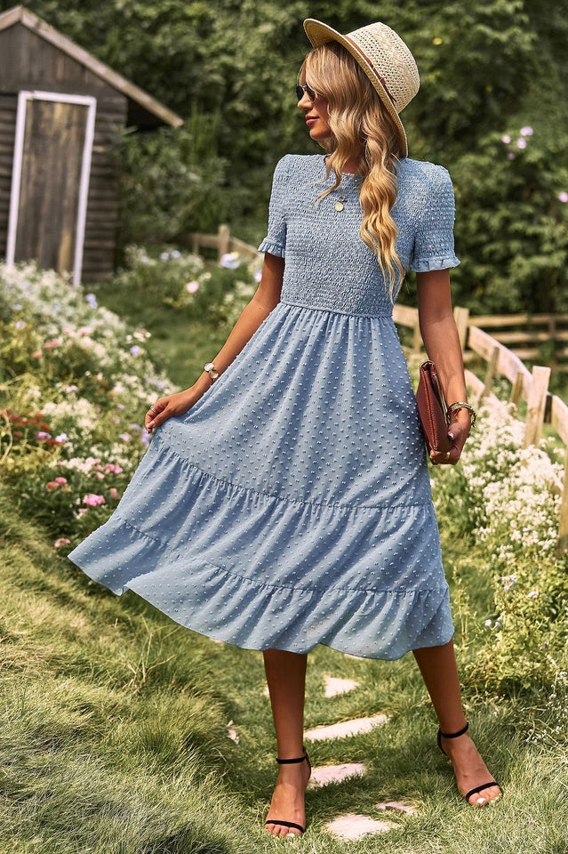 Swiss Dot Ruffle Hem Dress Newgew