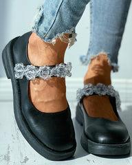 Studded Decor Strap Mary Jane Flats Newgew