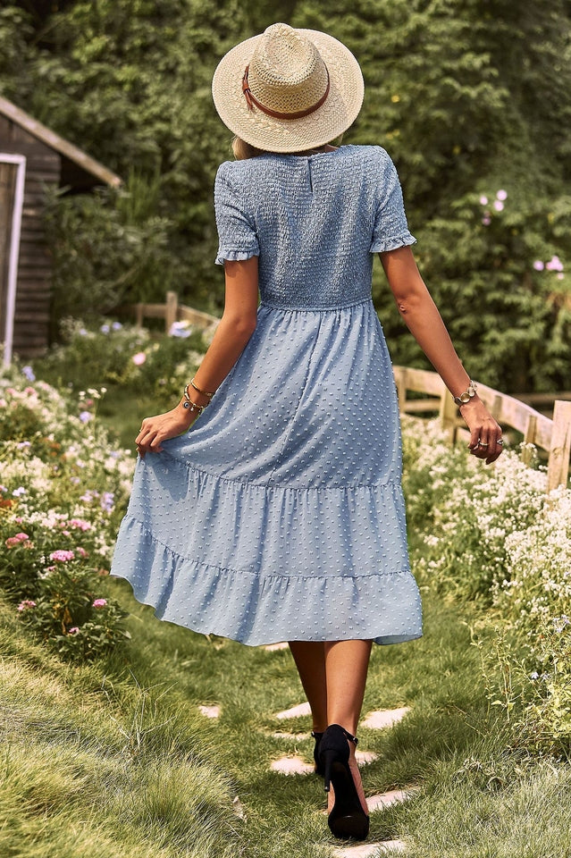 Swiss Dot Ruffle Hem Dress Newgew