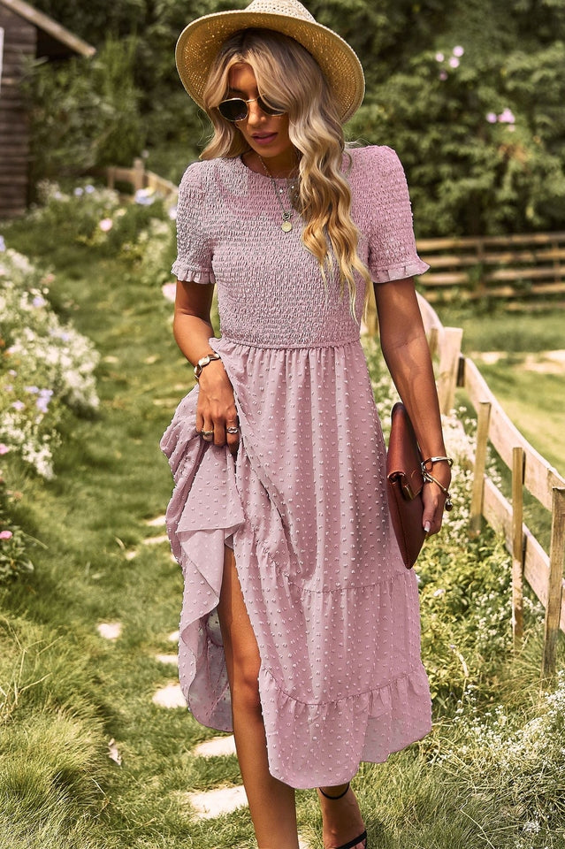 Swiss Dot Ruffle Hem Dress Newgew