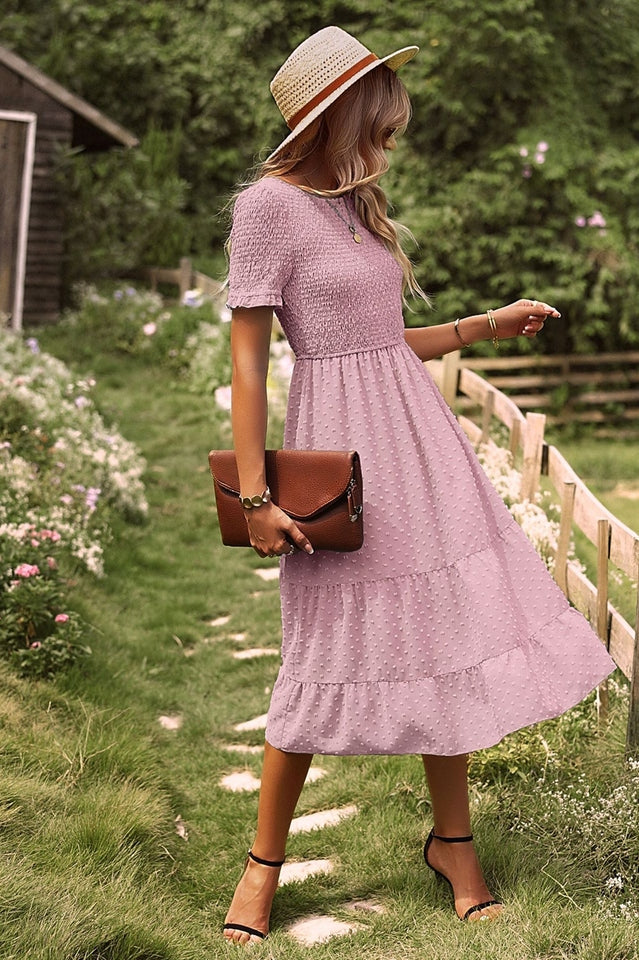 Swiss Dot Ruffle Hem Dress Newgew
