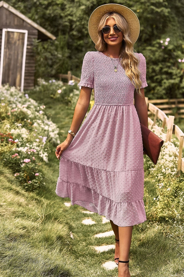 Swiss Dot Ruffle Hem Dress Newgew