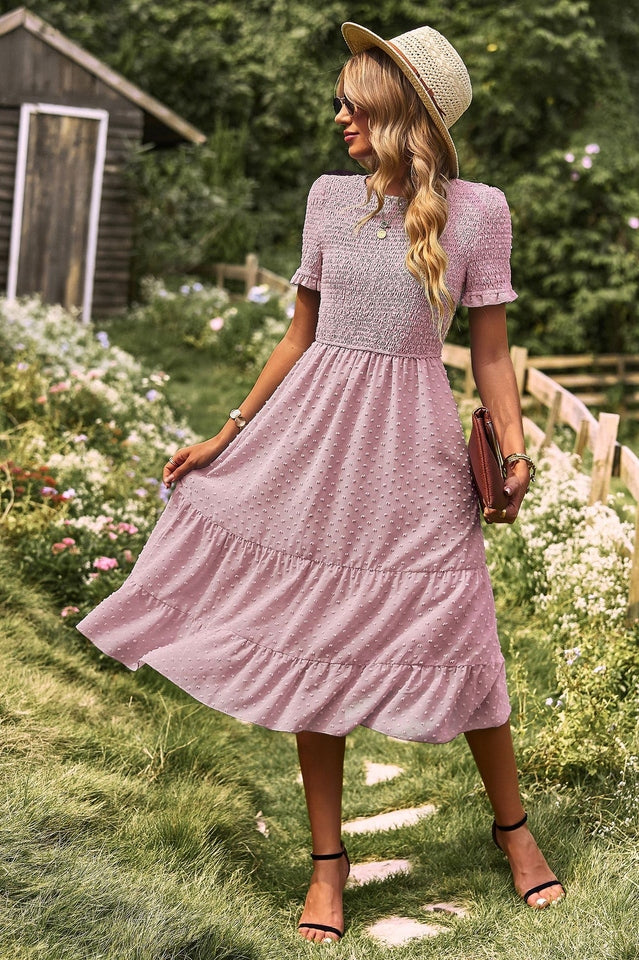 Swiss Dot Ruffle Hem Dress Newgew