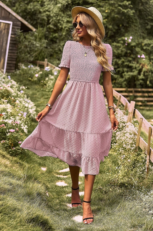 Swiss Dot Ruffle Hem Dress Newgew