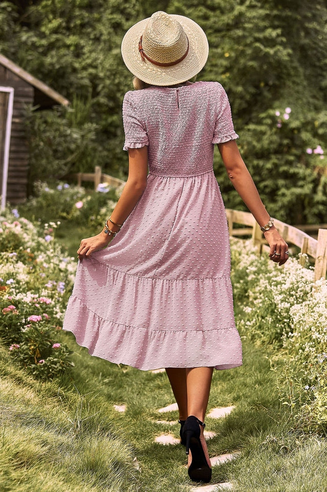 Swiss Dot Ruffle Hem Dress Newgew