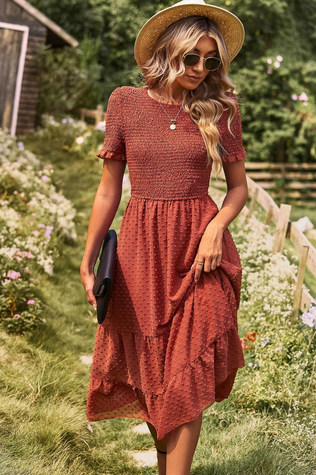 Swiss Dot Ruffle Hem Dress Newgew