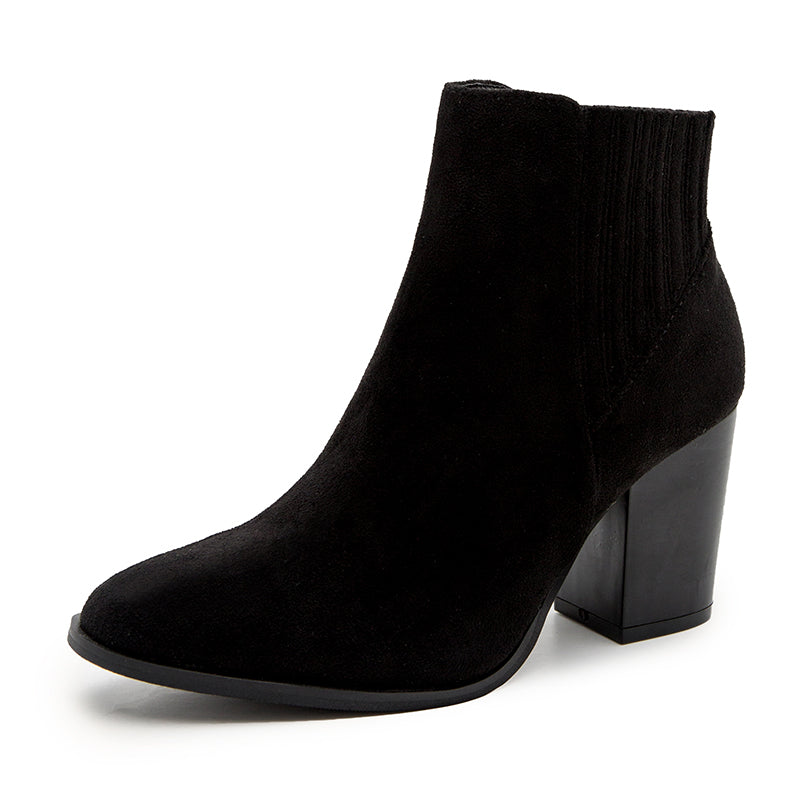 Suede Elastic Panel Chelsea Ankle Boot Vegan Suede Low Block Heel Chelsea Boots Newgew