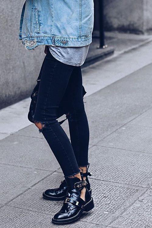Hollow Leather Buckle Martin Boots Newgew