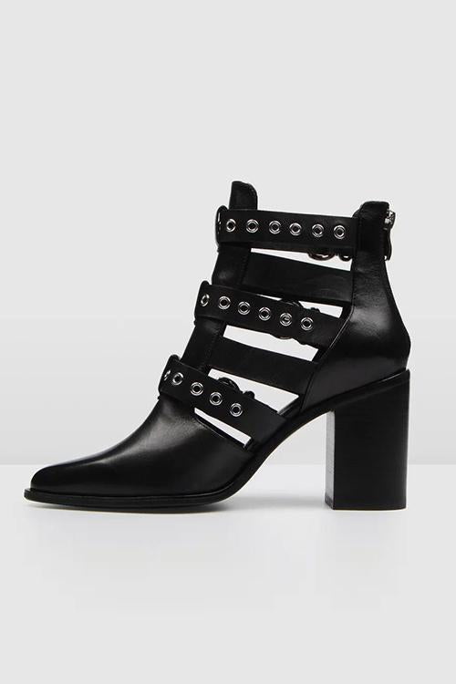 Hollow Buckle Ankle Boots Newgew