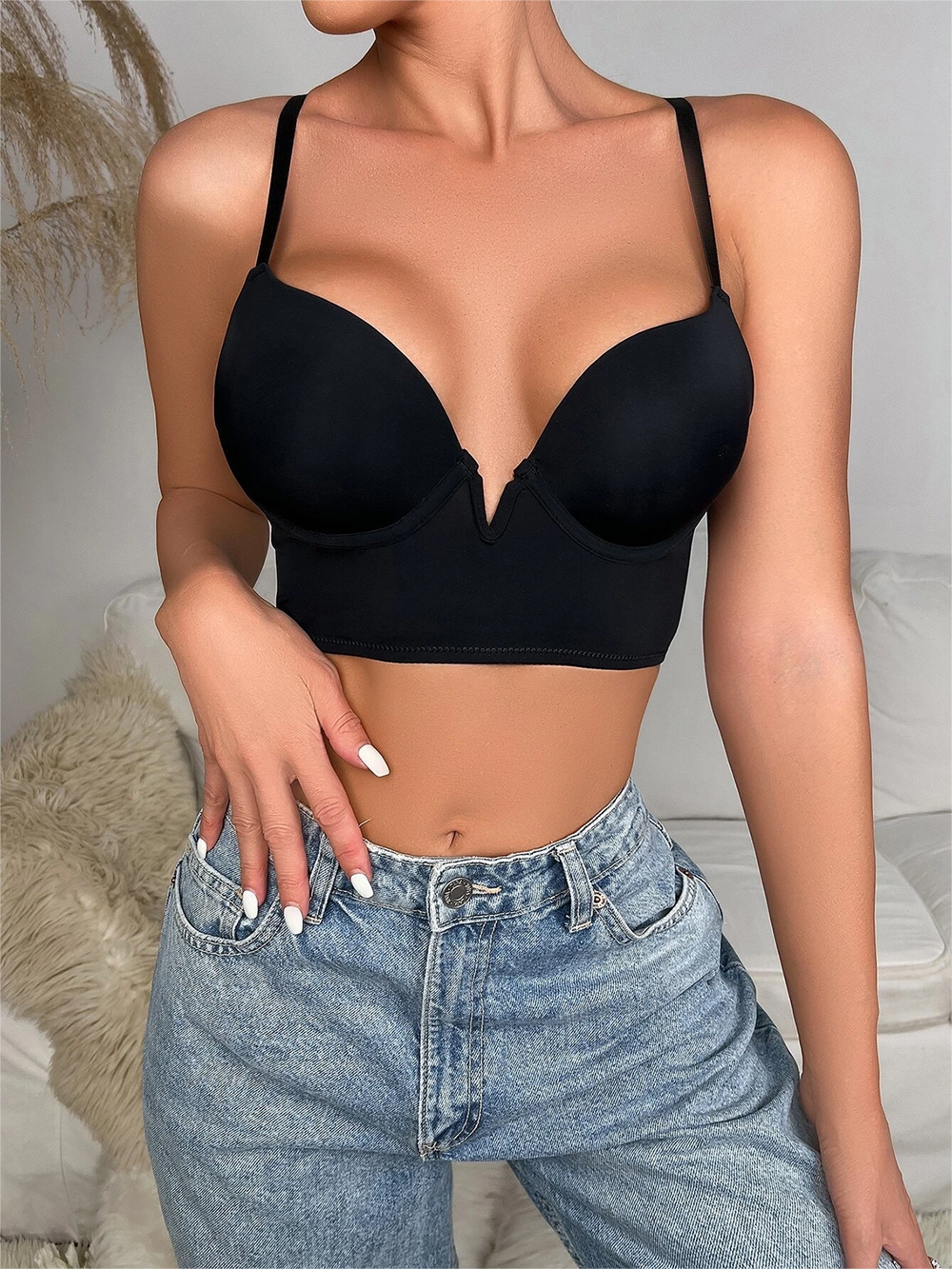 Solid Crisscross Underwire Push-up Bra NewGew
