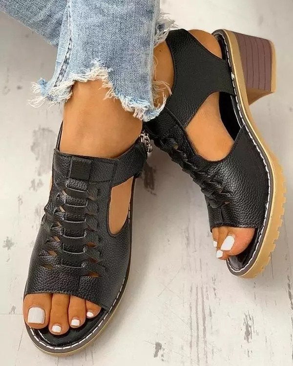 Pu Summer Block Heel Sandals Newgew