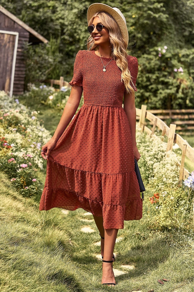 Swiss Dot Ruffle Hem Dress Newgew