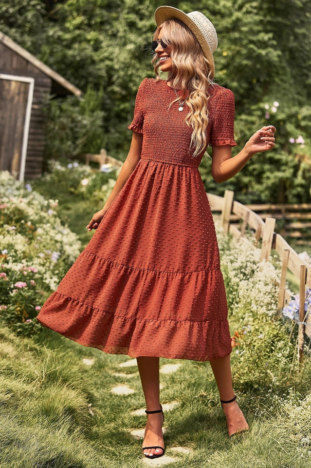 Swiss Dot Ruffle Hem Dress Newgew