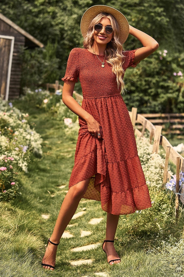 Swiss Dot Ruffle Hem Dress Newgew