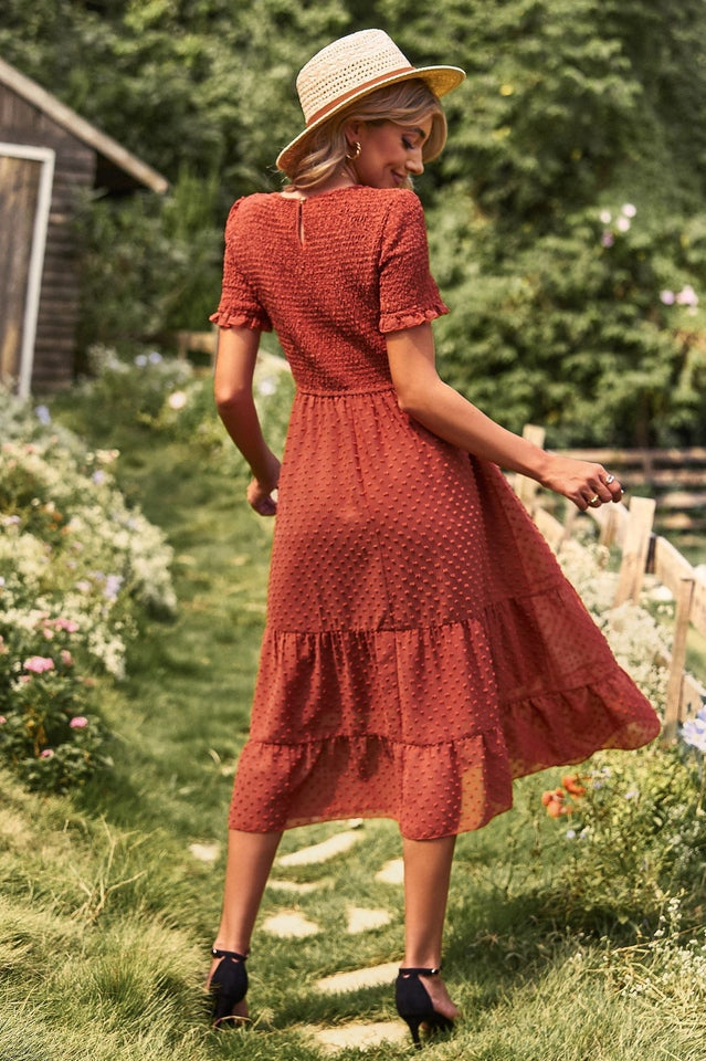 Swiss Dot Ruffle Hem Dress Newgew