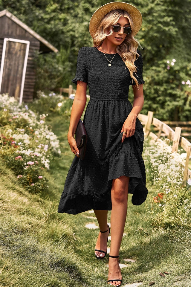 Swiss Dot Ruffle Hem Dress Newgew