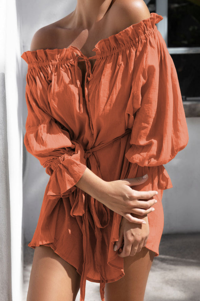 Vacay Off Shoulder Boho Mini Dress Newgew