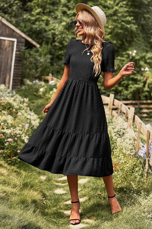 Swiss Dot Ruffle Hem Dress Newgew