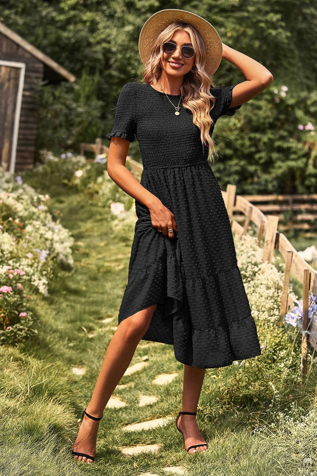 Swiss Dot Ruffle Hem Dress Newgew