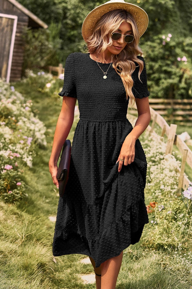 Swiss Dot Ruffle Hem Dress Newgew