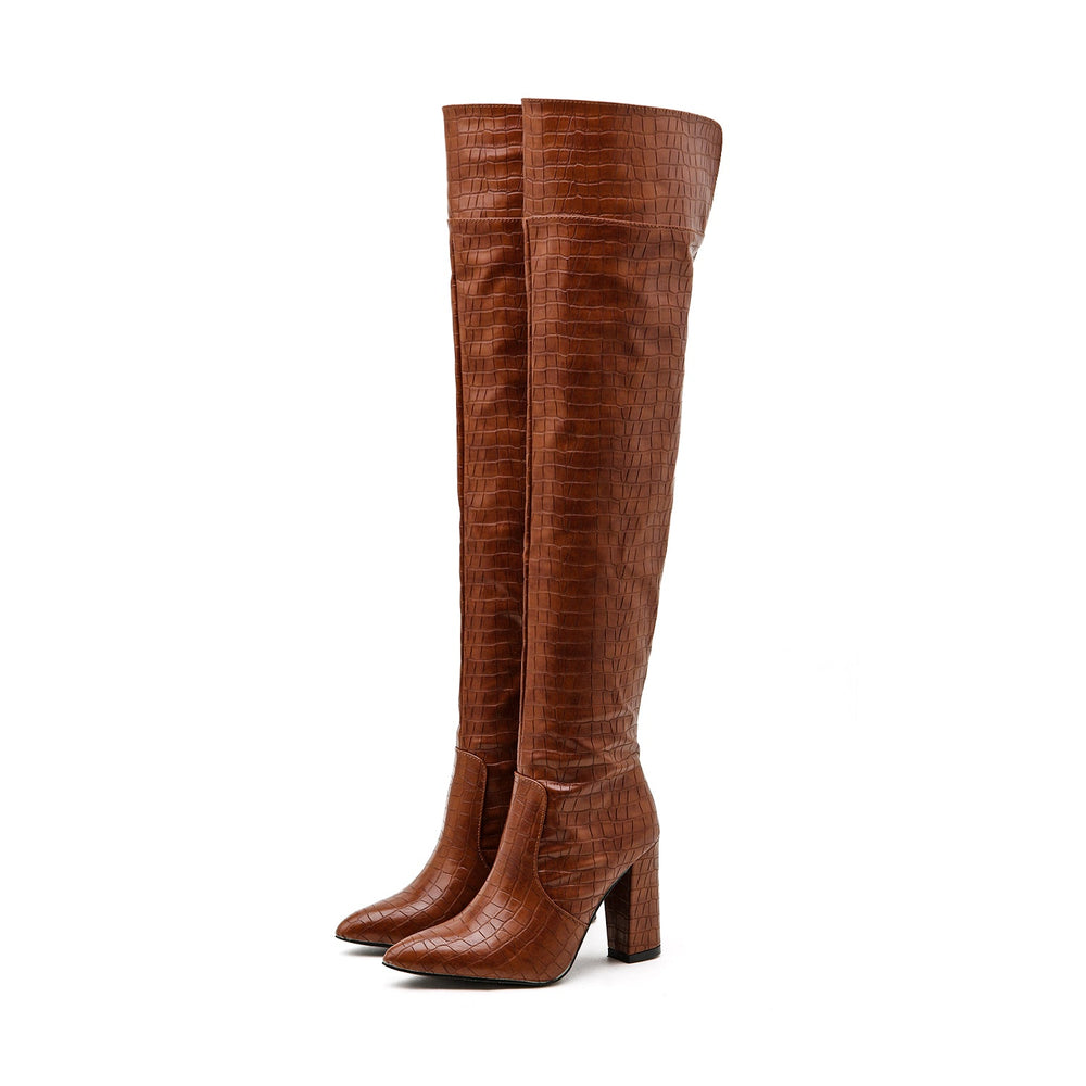Over Knee Side Zip Heeled Boots Newgew