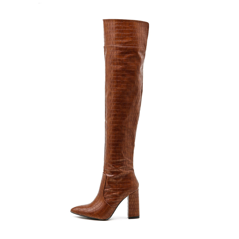 Over Knee Side Zip Heeled Boots Newgew